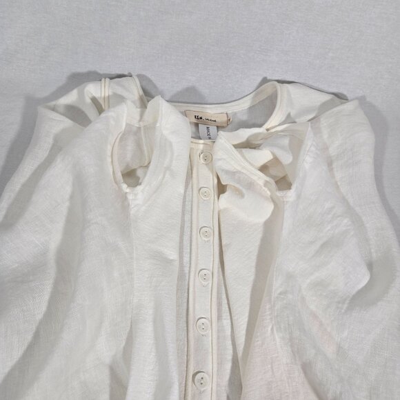 CHEYENNE Zen Lagenlook IVORY Mixed Media Linen-Cotton Blouse OVERSIZED Size L/XL - Picture 10 of 17
